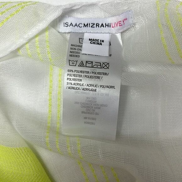 NWOT- Isaac Mizrahi LIVE White with Neon Green and Yellow Striped Coverup- OS - Picture 7 of 7